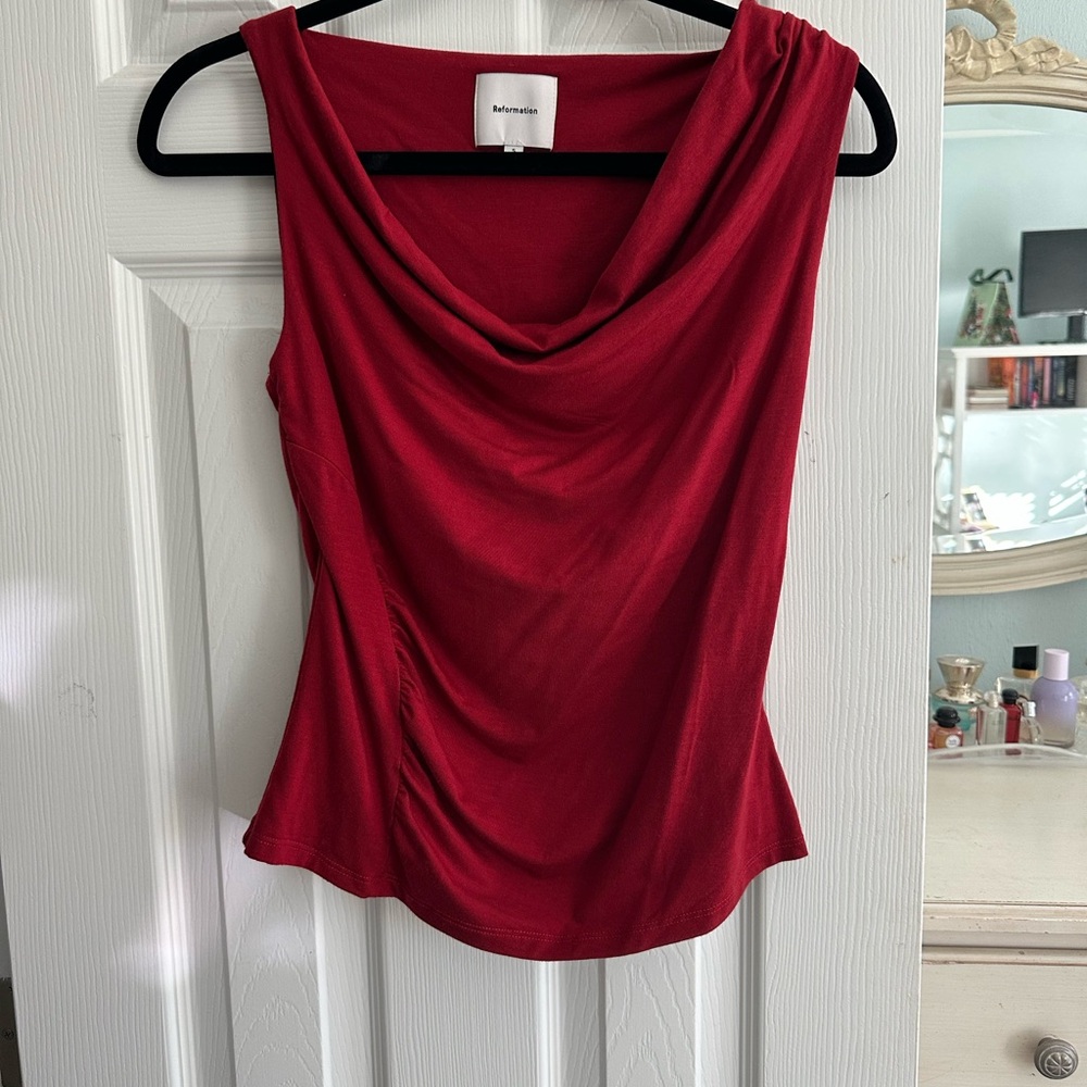 Reformation Red Draped Women's Blouse